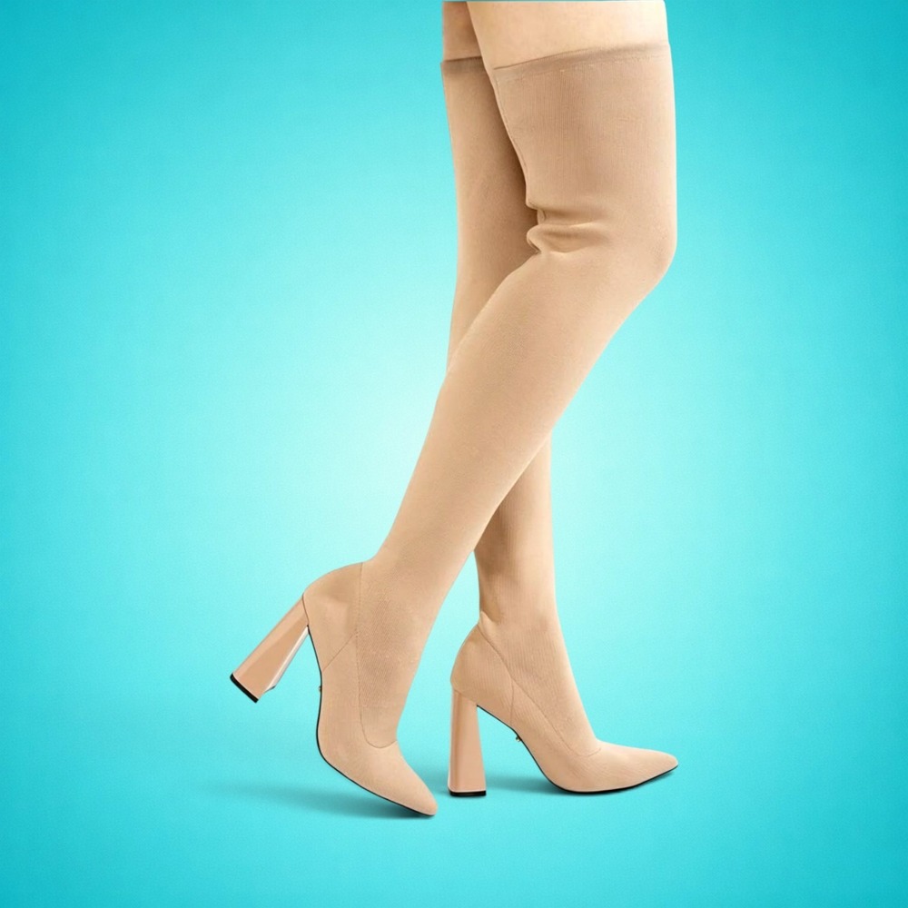 New Women's Cape Robbin Tan Over-the-Knee‎ Stretchable Tall Boots, Size 6